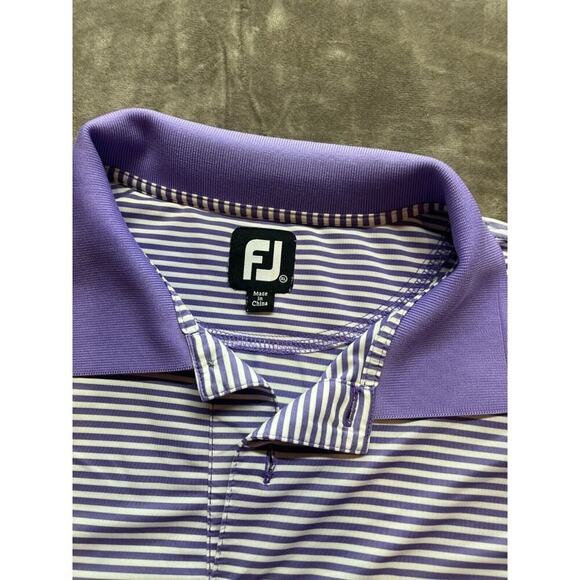Footjoy FJ Purple Striped Golf Performance Short Sleeve Polo Shirt Mens XL - Picture 3 of 4